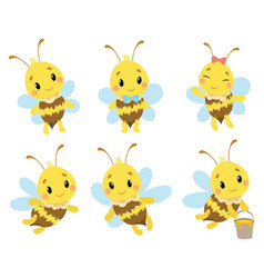 Cartoon bee collection set Royalty Free Vector Image