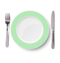 Green plate with white geometric pattern isolated Vector Image