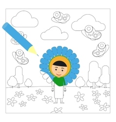 Girl with paper cup coloring page Royalty Free Vector Image