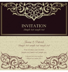 Baroque wedding invitation brown Royalty Free Vector Image