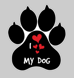 Paw print with heart Royalty Free Vector Image