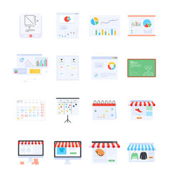 Pack data analytics flat icons Royalty Free Vector Image