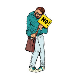 Afrikan man protests with a poster Royalty Free Vector Image