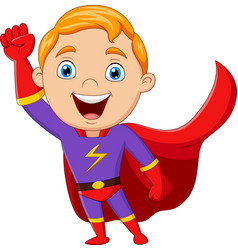 Cartoon superhero boy isolated on white background