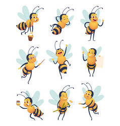 Cartoon bees funny of characters Royalty Free Vector Image