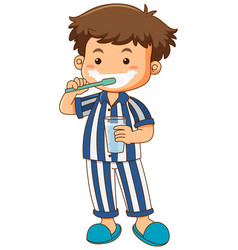 Little boy brushing teeth Royalty Free Vector Image