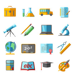 School isometric icons set Royalty Free Vector Image