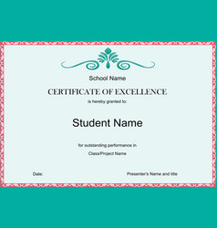 Student excellence award certificate Royalty Free Vector