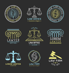 Law office symbols set with scales of justice Vector Image