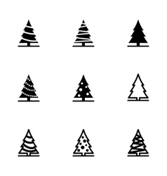 Black Christmas Tree Icon Set Royalty Free Vector Image