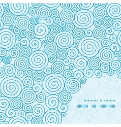 Blue abstract swirls frame corner pattern Vector Image