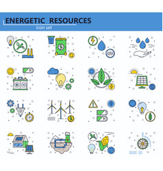 Renewable and non-renewable energy sources flat Vector Image