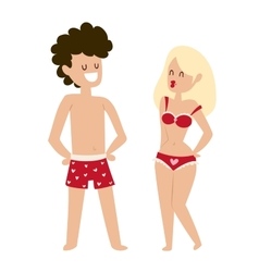 Cartoon young lovers couple with Valentine Day Vector Image