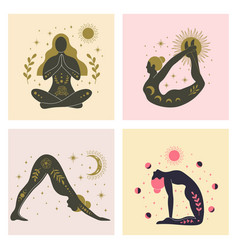 Yoga poses for moon salutation Royalty Free Vector Image