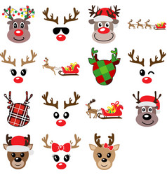 Cute cartoon deer face with horn merry christmas Vector Image