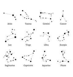 12 zodiac signs constellations isolated set Vector Image