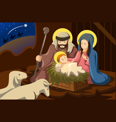 Jesus christ and three wise men Royalty Free Vector Image