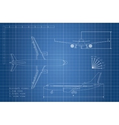 Outline drawing of plane on a blue background Vector Image