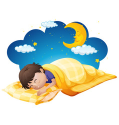 Boy sleeping at night Royalty Free Vector Image