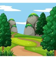 Nature scene with hiking track and trees Vector Image