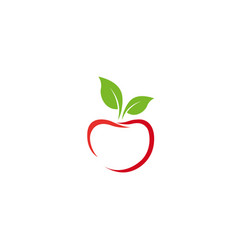 Lined apple with green leaf logo Royalty Free Vector Image