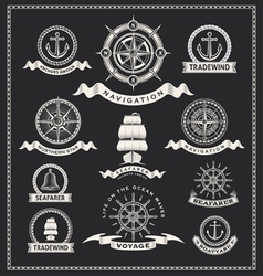 Nautical elements on vintage background Royalty Free Vector