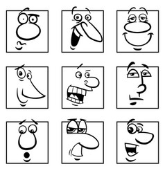 Characters faces cartoon set Royalty Free Vector Image