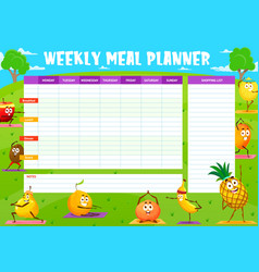 Weekly meal planner timetable week food plan Vector Image