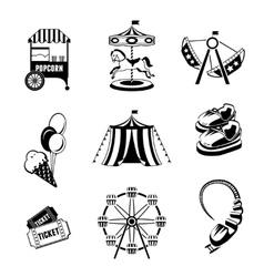 Amusement park icons set Royalty Free Vector Image