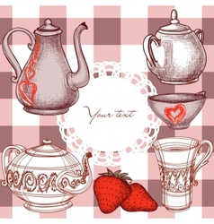Bird and tea in the kitchen Royalty Free Vector Image