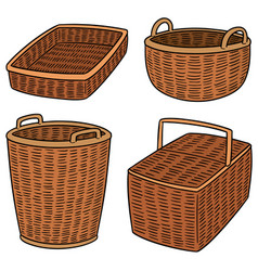 Set of wicker basket Royalty Free Vector Image
