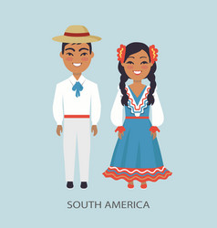 Couples in traditional clothes present countries Vector Image