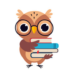 Owl reading the book cute cartoon character emoji Vector Image