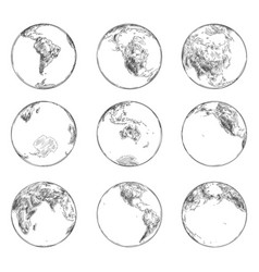 World map divided into six continents each vector image