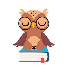 Owl reading the book cute cartoon character emoji Vector Image