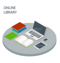 Online library isometric concept people in Vector Image