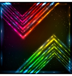 Neon lamp circle frame on brick wall background Vector Image