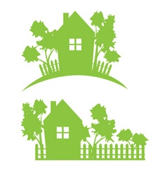 House in the garden Royalty Free Vector Image - VectorStock