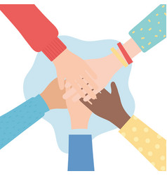 Hands diverse group people together Royalty Free Vector