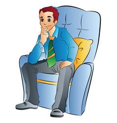 Man slouching on a lazy chair or couch Royalty Free Vector