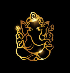 Golden ganesh puja ganesh chaturthi sign Vector Image