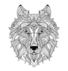 Coloring page with abstract wolf zenart Royalty Free Vector