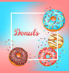 Frame With Glaze Donuts And Sprinkles Royalty Free Vector