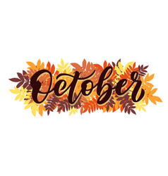 October script with decorative maple Royalty Free Vector