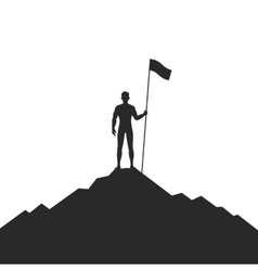 Businessman holding flag on mountain Royalty Free Vector