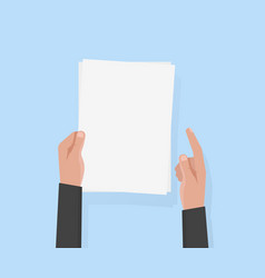 Hand hold empty a4 paper Royalty Free Vector Image