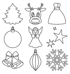 Black and white 9 christmas elements set Vector Image