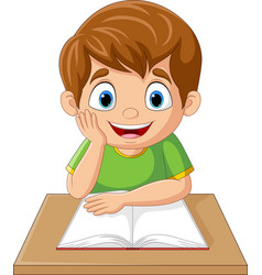 Cartoon little boy studying Royalty Free Vector Image