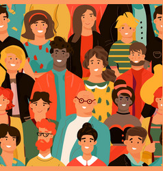 Crowd seamless pattern different people group Vector Image