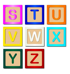 Wooden block letters a to z Royalty Free Vector Image